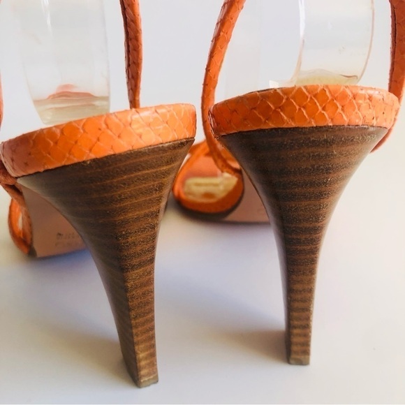 Coach Beatriz Orange Snake Embossed Strappy Sandals - Picture 10 of 15